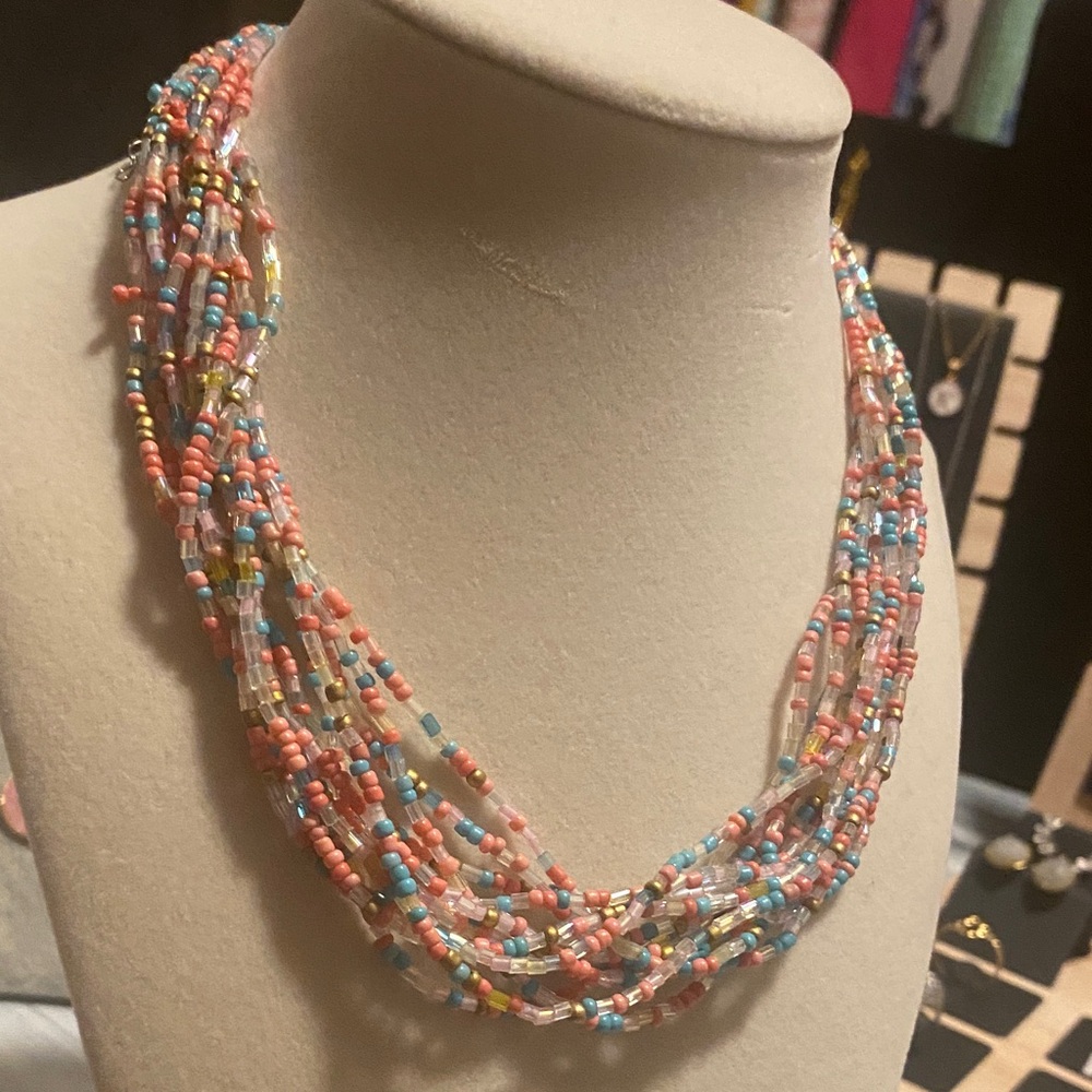 Multicolor Statement Beaded Necklace - image 4
